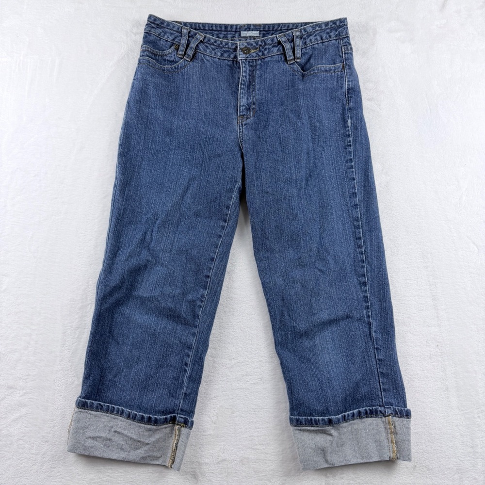 Canyon River Blues Cropped Jeans Embroidered Cuff Size 8